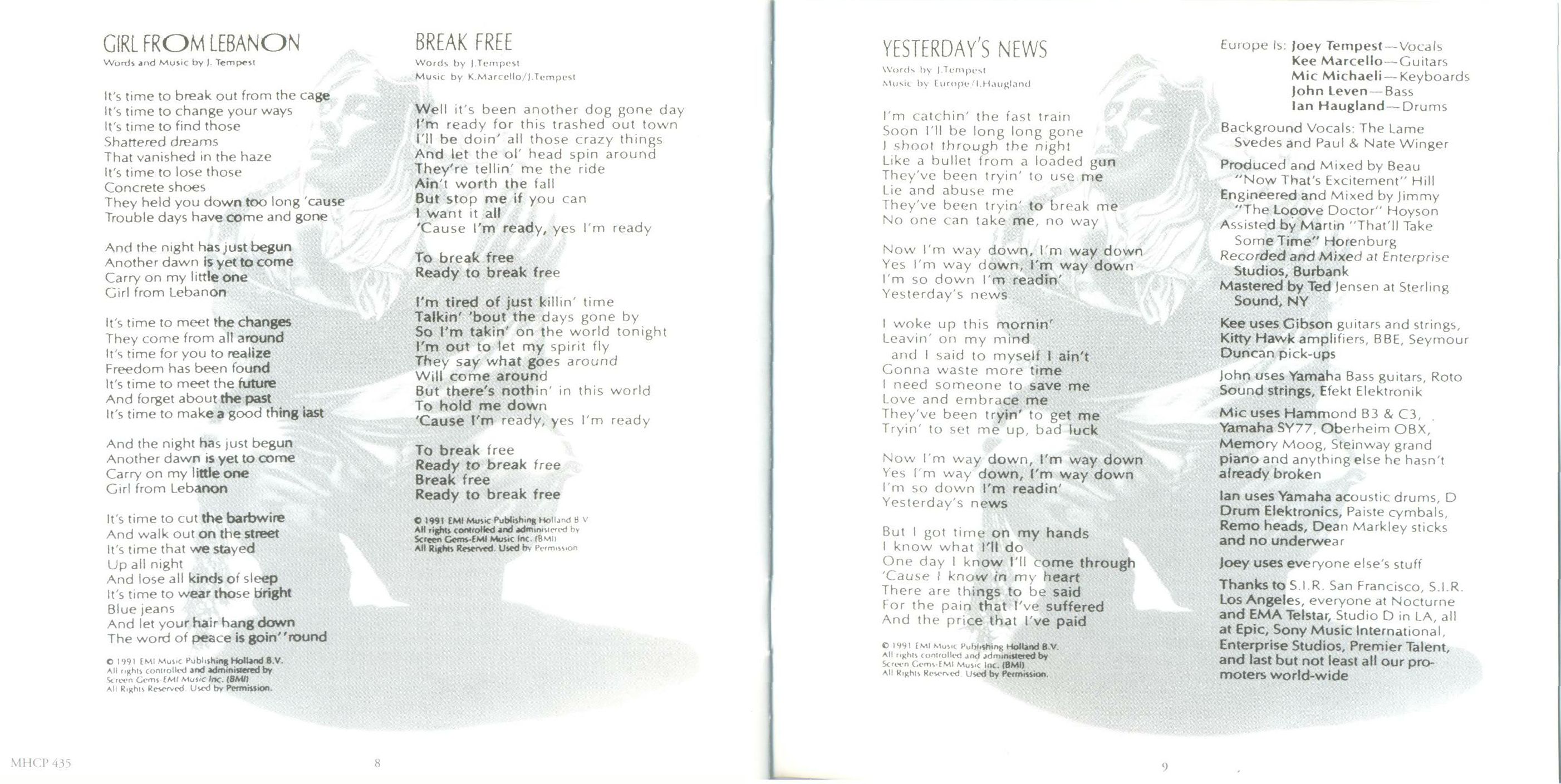 Europe  Prisoners In Paradise : Booklet 6 JPN